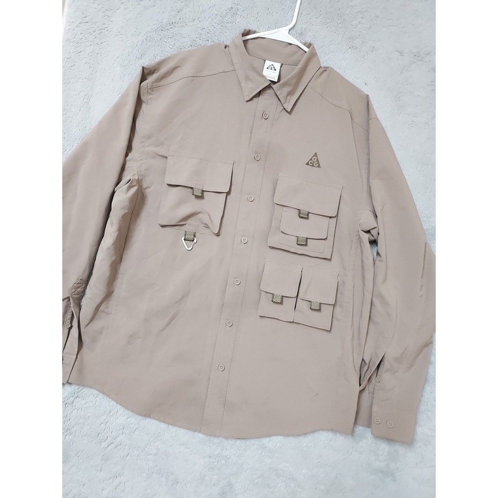 Nike ACG Shirt Mens Large Dri Fit ADV Devastation Trail Utility Hiking Brown L
